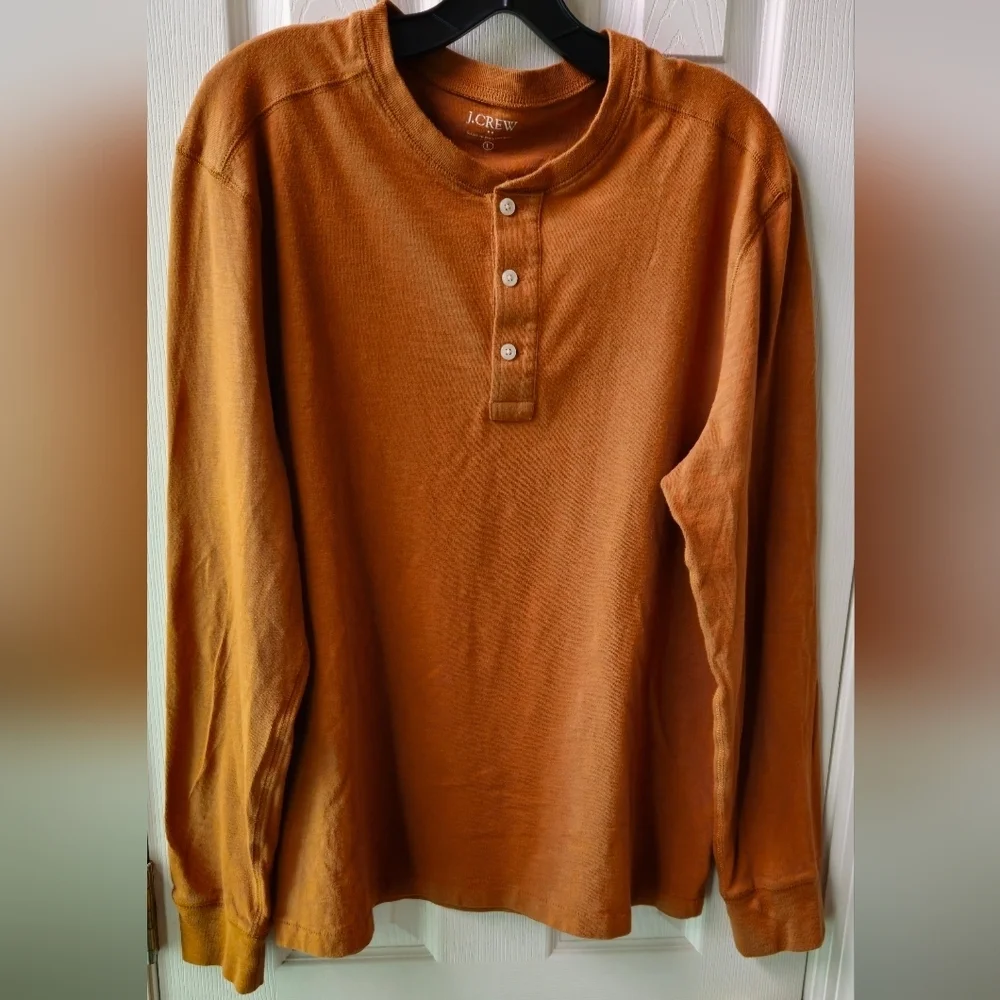 J. Crew Men's Tan Long Sleeve Shirt - Size Large